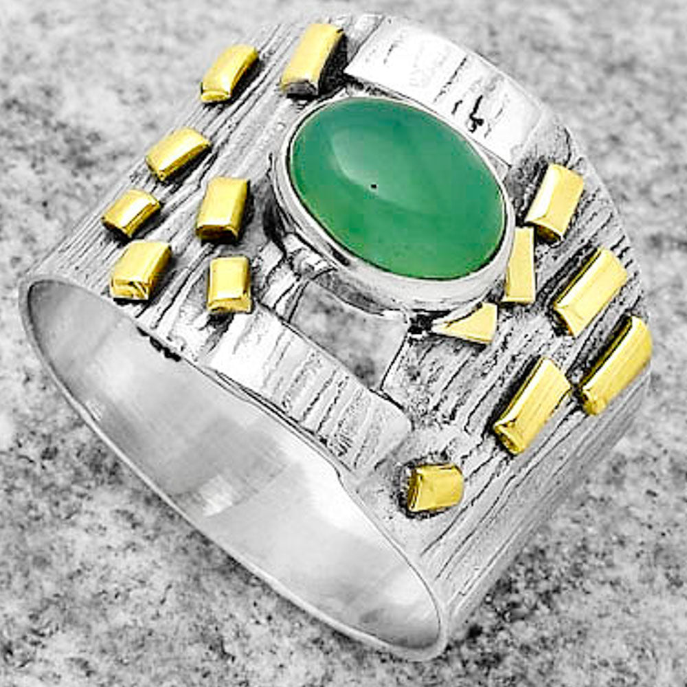 Two Tone - Chrysoprase - Australia Ring size-8 R-1543 SDR168441
