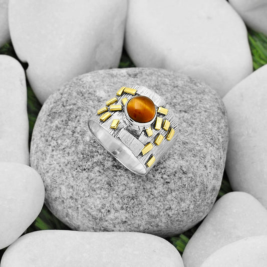 Two Tone - Tiger Eye - Africa Ring size-8.5 R-1543 SDR168451