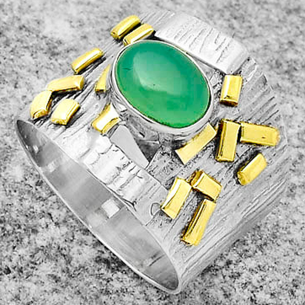 Two Tone - Chrysoprase - Australia Ring size-8 R-1543 SDR168460
