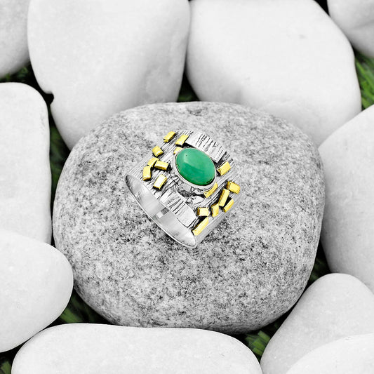 Two Tone - Chrysoprase - Australia Ring size-7 R-1543 SDR168463