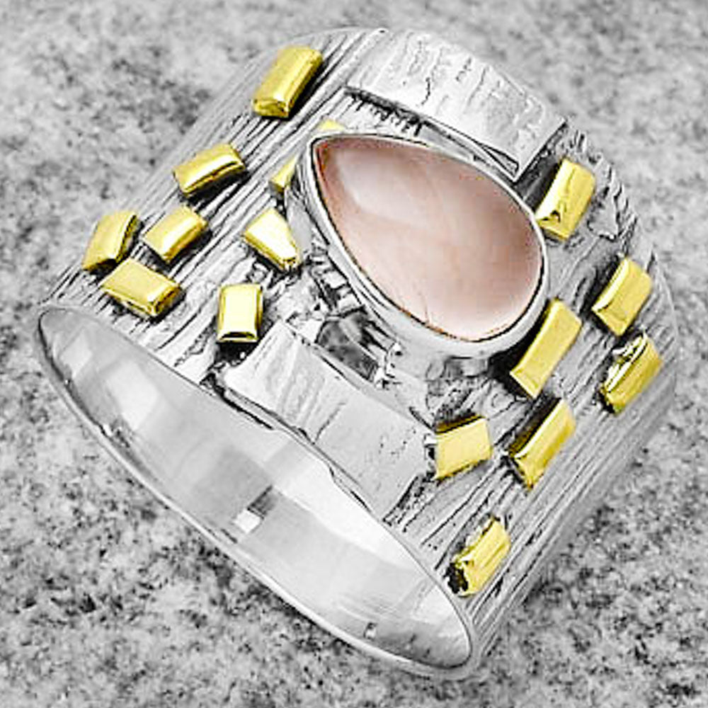 Two Tone Rose Quartz Madagascar Ring size-8.5 R-1543 SDR168469