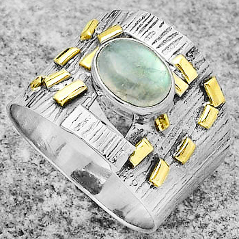 Two Tone - Rainbow Moonstone - India Ring size-8 R-1543 SDR168474