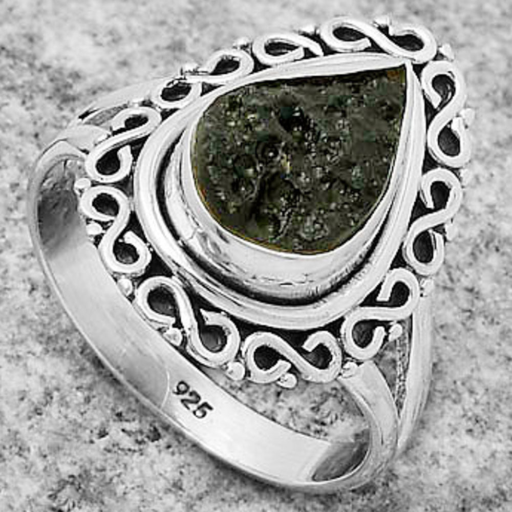 Natural Tektite Rough - Greek Ring size-7 R-1164 SDR168495