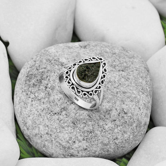 Natural Tektite Rough - Greek Ring size-7 R-1164 SDR168495