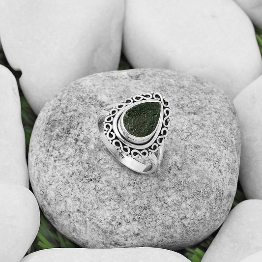 Natural Tektite Rough - Greek Ring size-7 R-1164 SDR168511