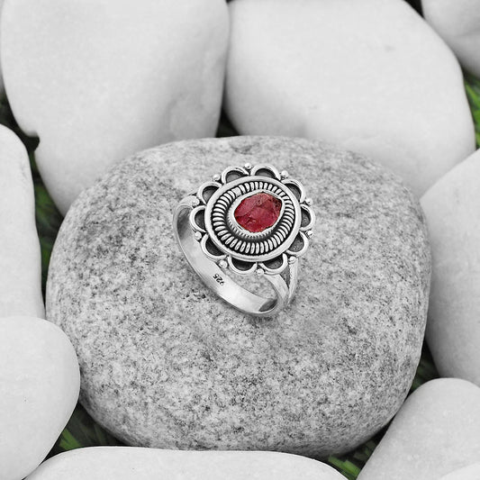 Natural Pink Tourmaline Rough Ring size-7 R-1256 SDR168554