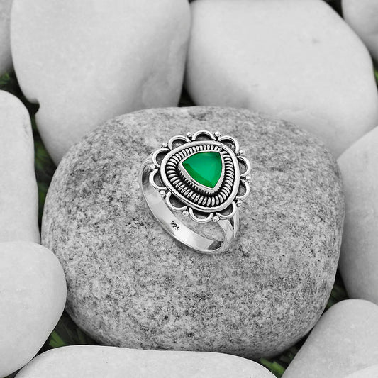 Natural Green Onyx Ring size-8 R-1256 SDR168555
