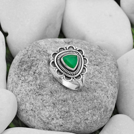 Natural Green Onyx Ring size-8 R-1256 SDR168559