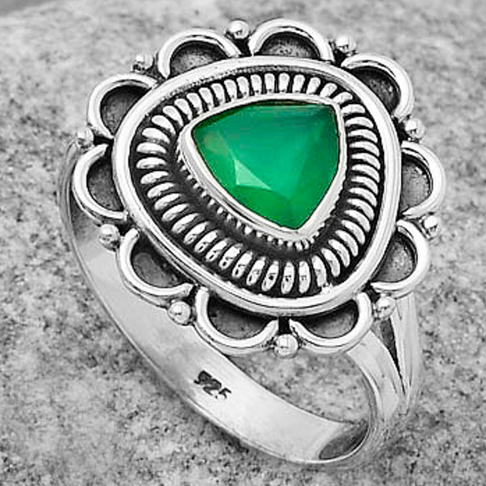 Natural Green Onyx Ring size-8.5 R-1256 SDR168562