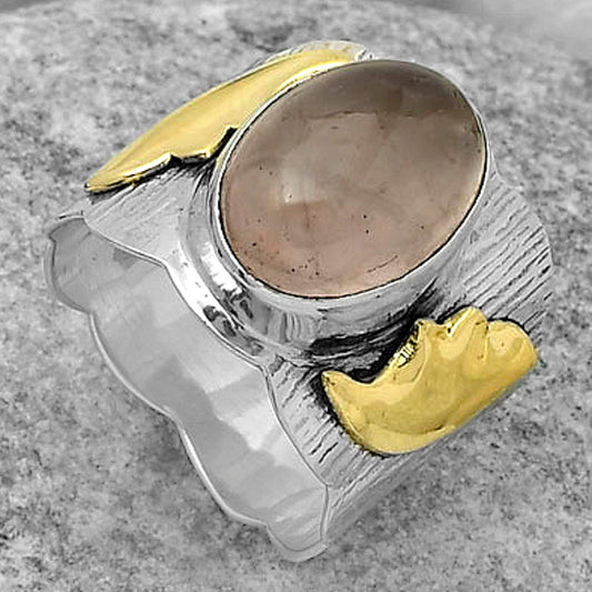 Two Tone - Rose Quartz - Madagascar Ring size-8 R-1542 SDR168630