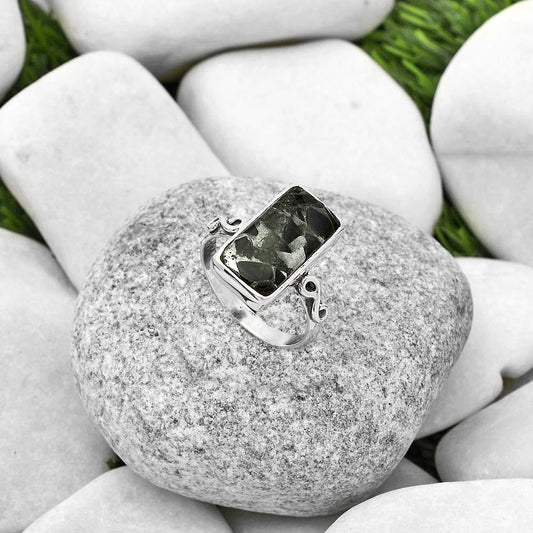 Natural Obsidian And Zinc Ring size-7.5 R-1191 SDR168928