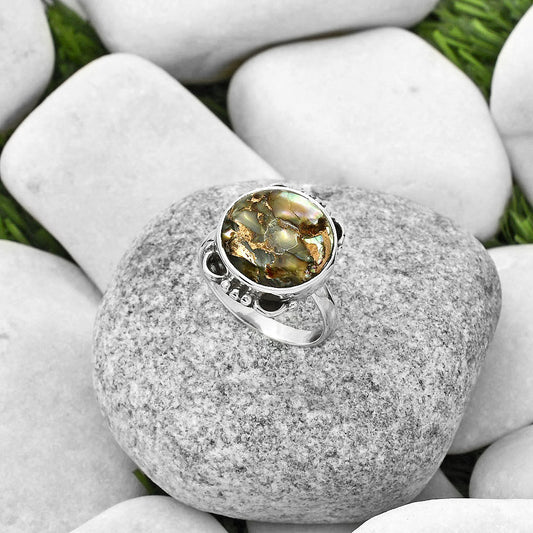 Natural Copper Abalone Shell Ring size-8 R-1103 SDR169015