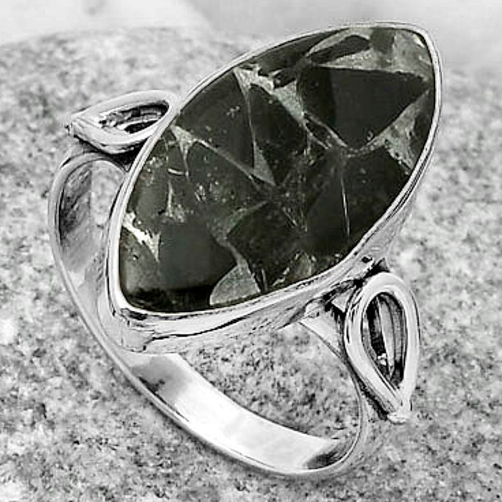 Natural Obsidian And Zinc Ring size-7.5 R-1224 SDR169138