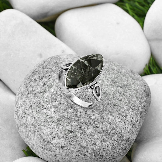 Natural Obsidian And Zinc Ring size-7.5 R-1224 SDR169138