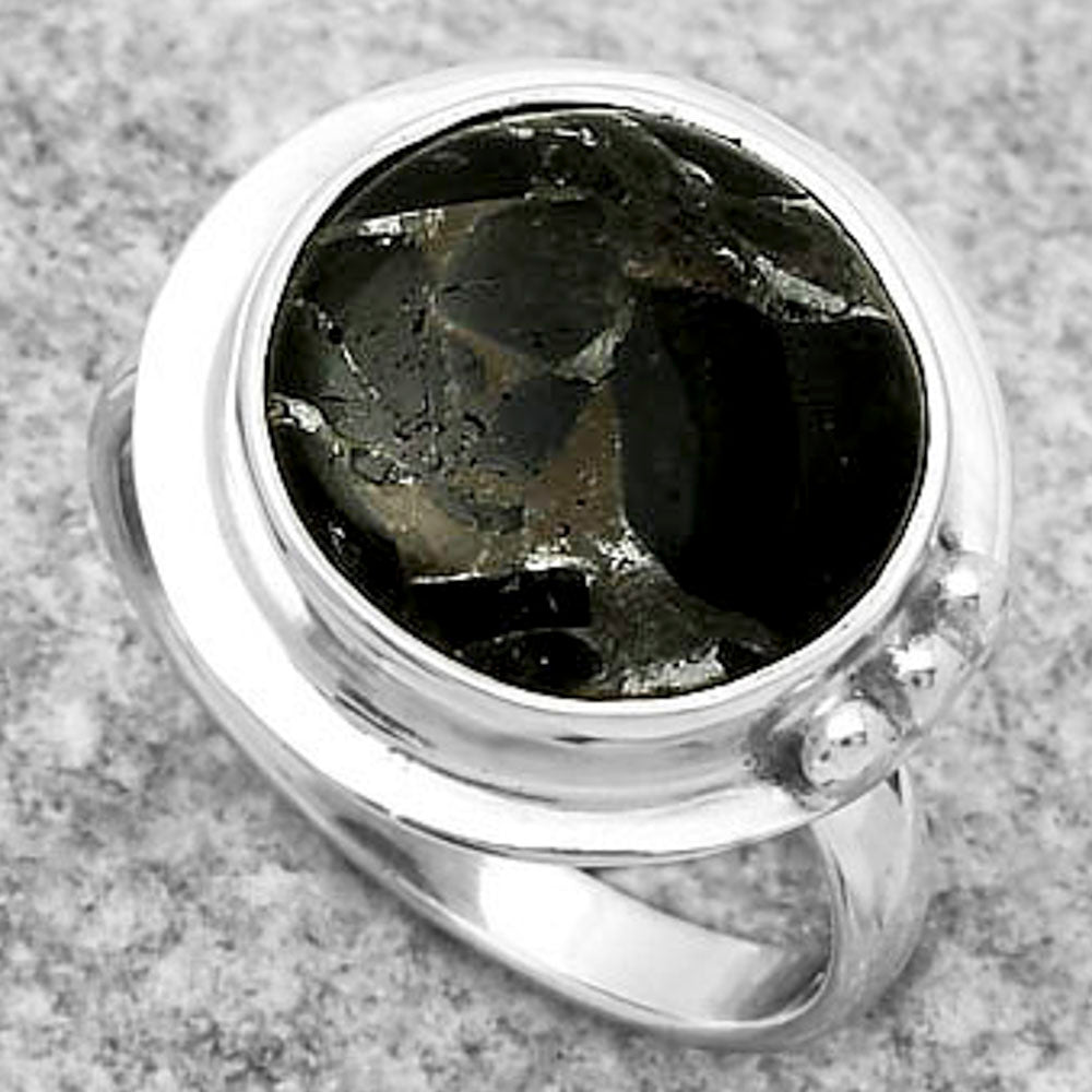 Natural Obsidian And Zinc Ring size-7 R-1225 SDR169257