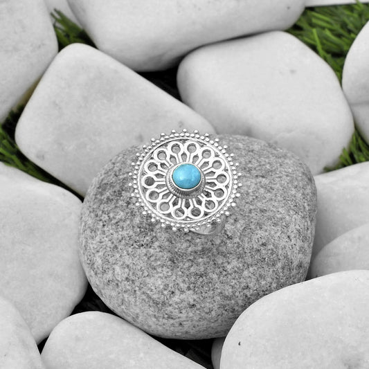 Artisan Rare Turquoise Nevada Aztec Mt Ring size-7 R-1107 SDR169377