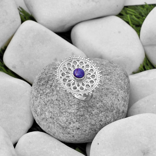 Artisan - Copper Purple Turquoise Ring size-7.5 R-1107 SDR169378