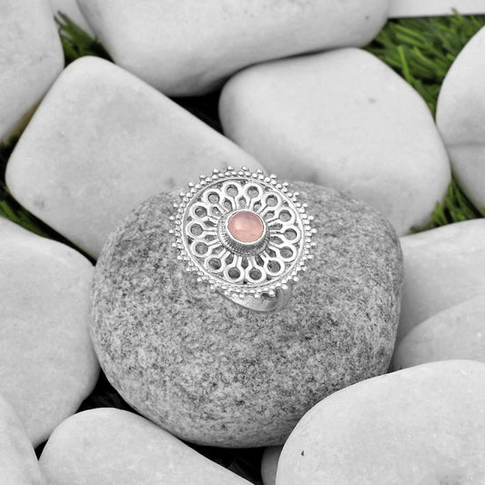 Artisan - Rose Quartz - Madagascar Ring size-8.5 R-1107 SDR169381