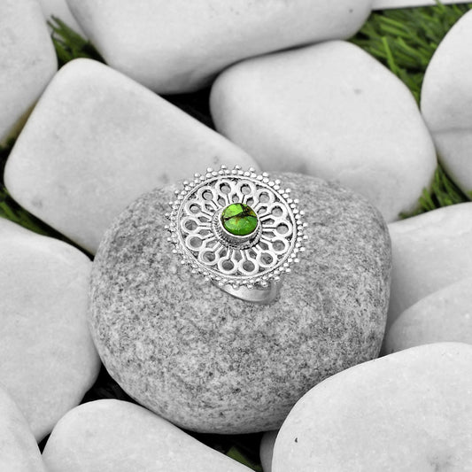 Artisan - Green Matrix Turquoise Ring size-7 R-1107 SDR169390