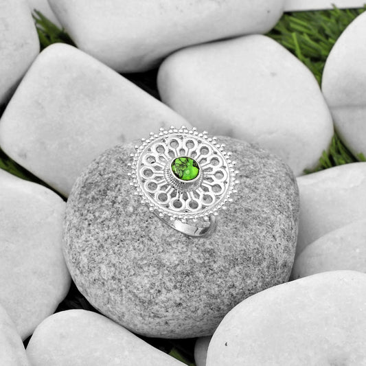 Artisan - Green Matrix Turquoise Ring size-8 R-1107 SDR169391