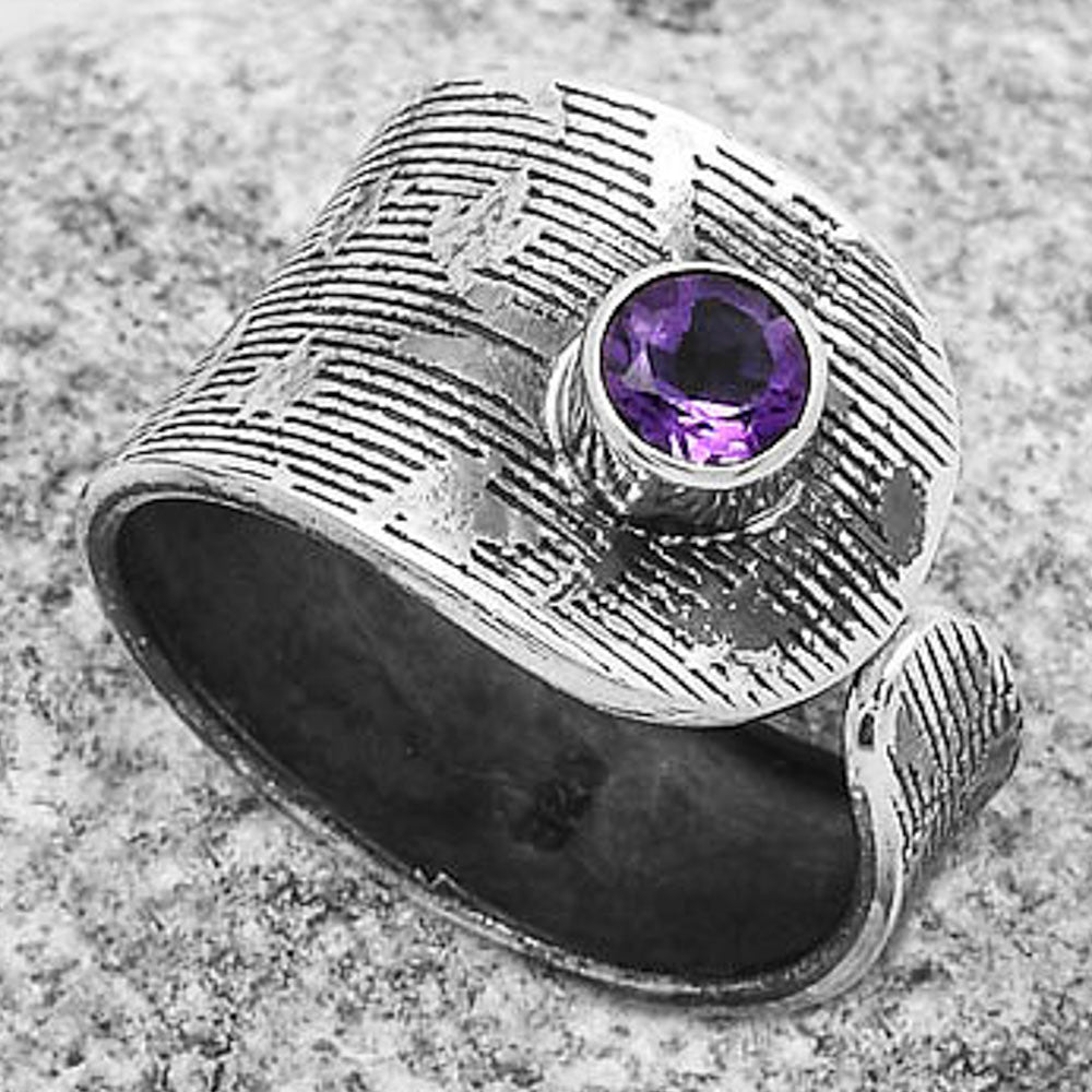 Adjustable - Amethyst - Brazil Ring size-7.5 R-1319 SDR170013