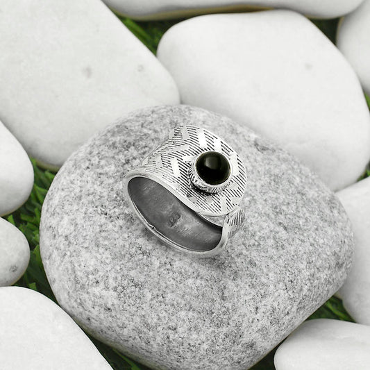 Adjustable - Black Onyx - Brazil Ring size-7.5 R-1319 SDR170149