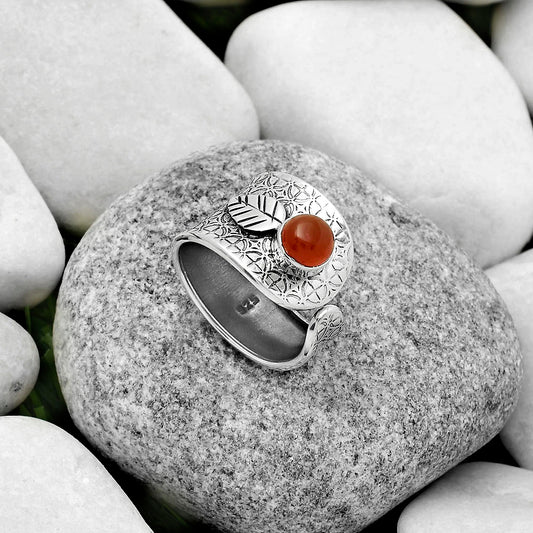 Adjustable - Natural Carnelian Ring size-7.5 R-1319 SDR170257