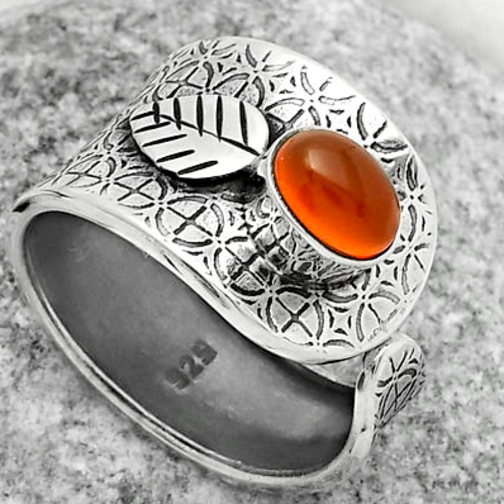 Adjustable - Natural Carnelian Ring size-7.5 R-1319 SDR170261