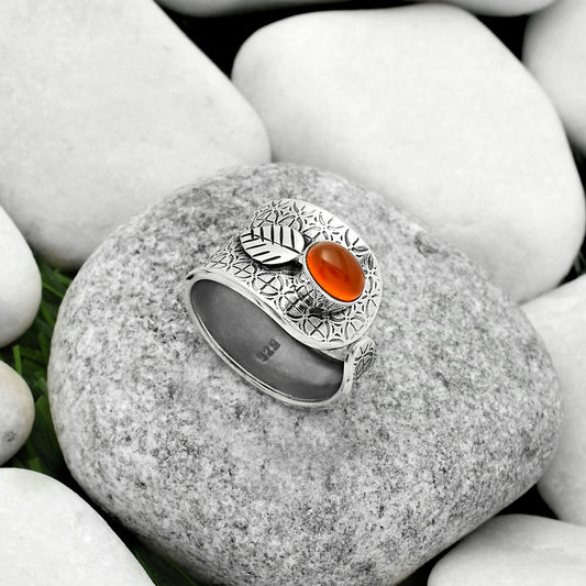 Adjustable - Natural Carnelian Ring size-7.5 R-1319 SDR170261