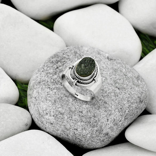 Natural Tektite Rough - Greek Ring size-7.5 R-1539 SDR170413