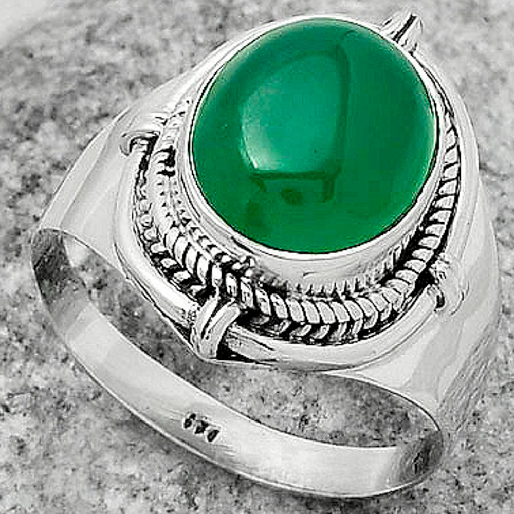 Natural Green Onyx Ring size-8 R-1539 SDR170432