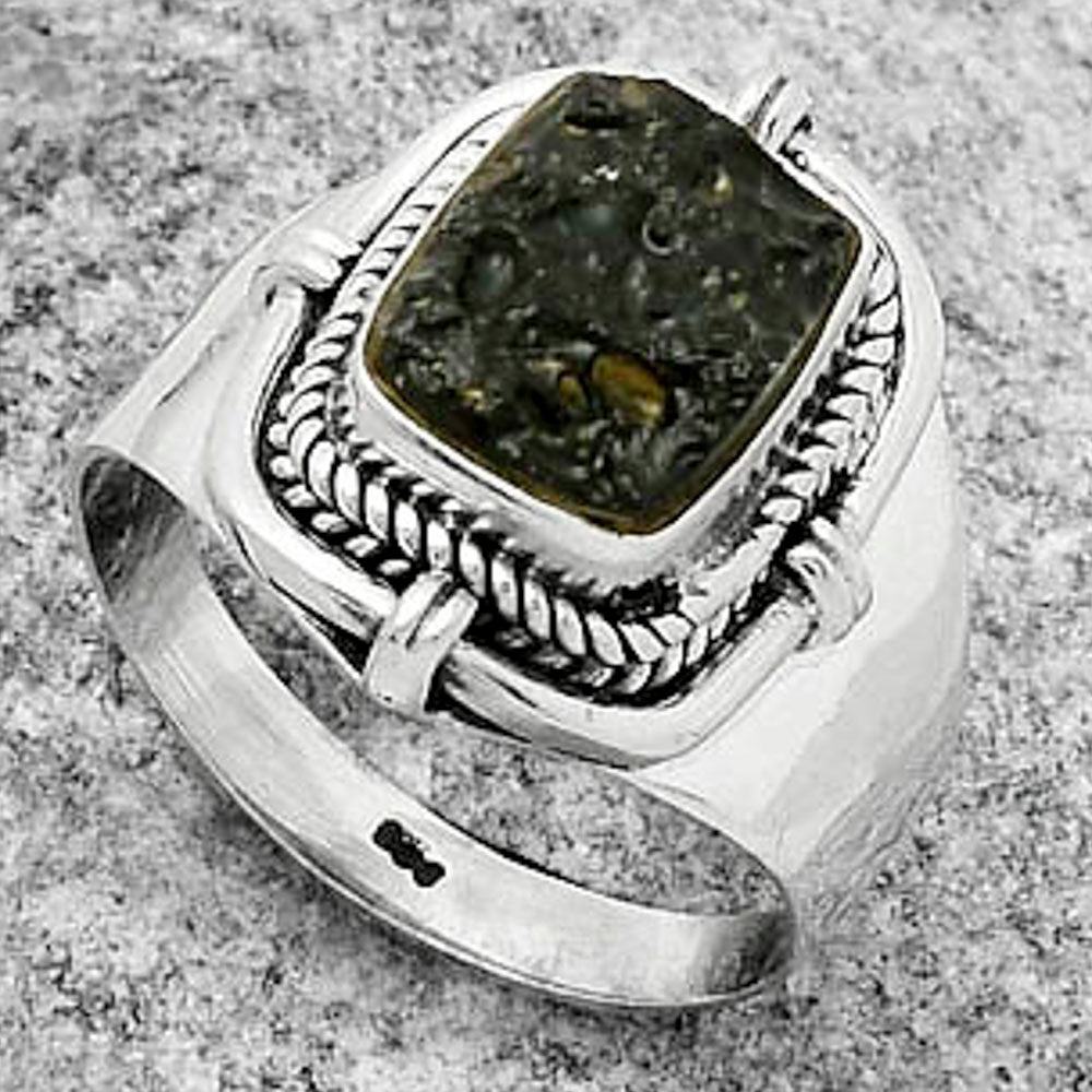 Natural Tektite Rough - Greek Ring size-7 R-1539 SDR170454