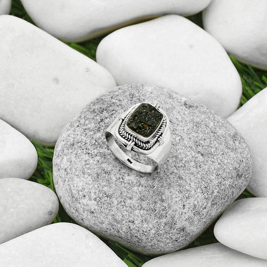 Natural Tektite Rough - Greek Ring size-7 R-1539 SDR170454