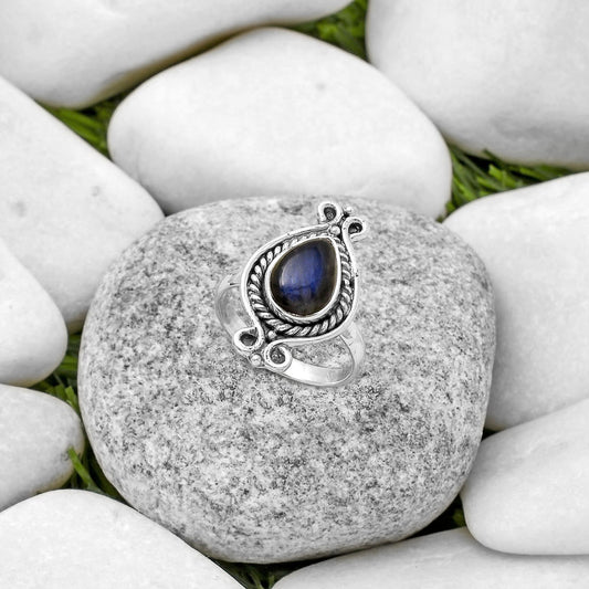 Blue Fire Labradorite - Madagascar Ring size-8 R-1108 SDR170727