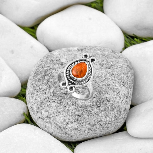 Natural Red Sponge Coral Ring size-7 R-1108 SDR170736