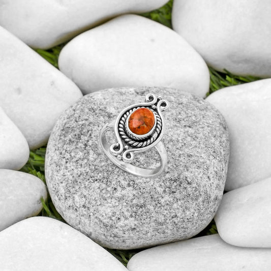 Natural Red Sponge Coral Ring size-8.5 R-1108 SDR170746