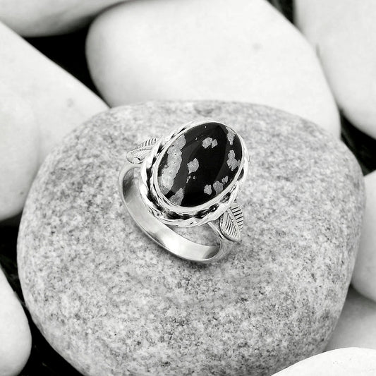 Natural Snow Flake Obsidian Ring size-7.5 R-1083 SDR170974