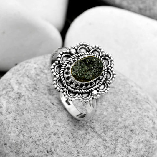 Natural Tektite Rough - Greek Ring size-9 R-1256 SDR171030