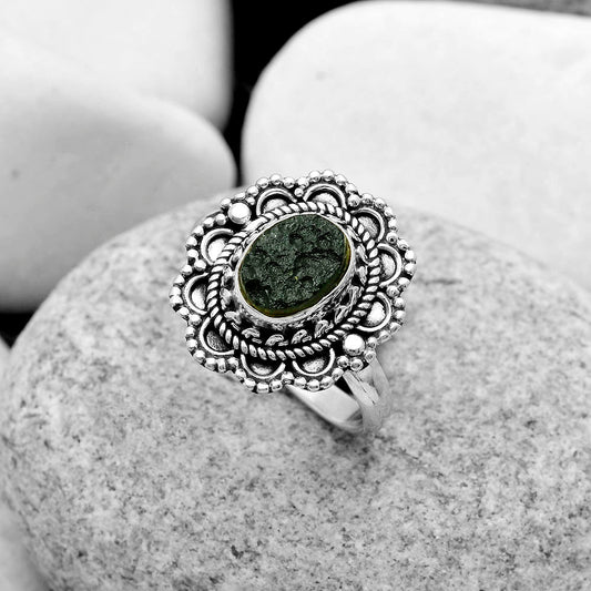 Natural Tektite Rough - Greek Ring size-8 R-1256 SDR171035
