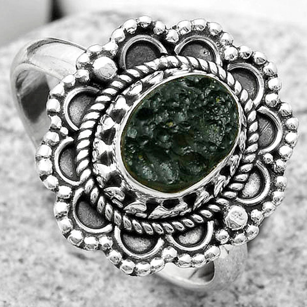 Natural Tektite Rough - Greek Ring size-8 R-1256 SDR171042