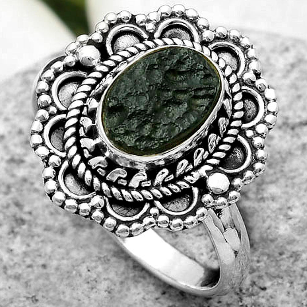 Natural Tektite Rough - Greek Ring size-8 R-1256 SDR171063