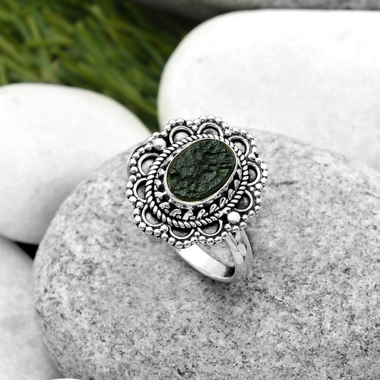 Natural Tektite Rough - Greek Ring size-8 R-1256 SDR171063