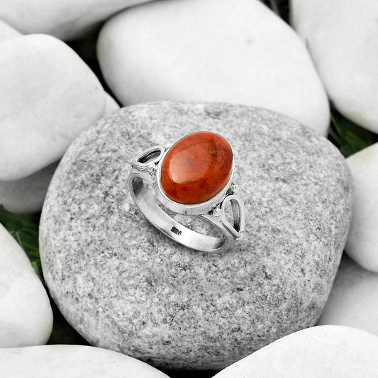 Natural Red Moss Agate Ring size-8 R-1224 SDR171143