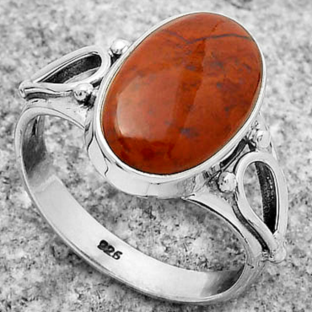 Natural Red Moss Agate Ring size-9 R-1224 SDR171149