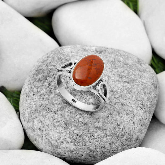 Natural Red Moss Agate Ring size-9 R-1224 SDR171149