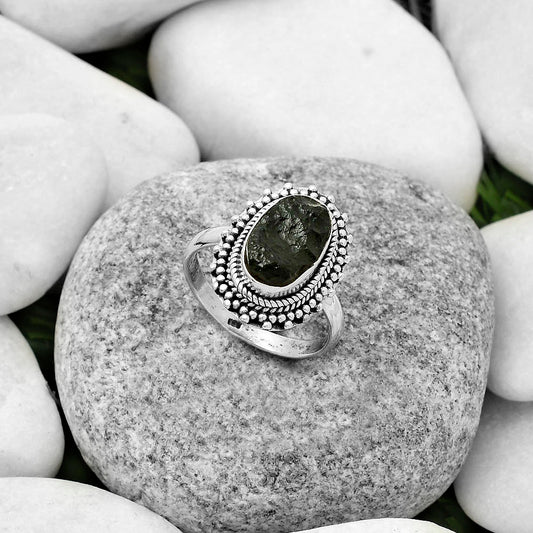 Natural Tektite Rough - Greek Ring size-8 R-1332 SDR171421