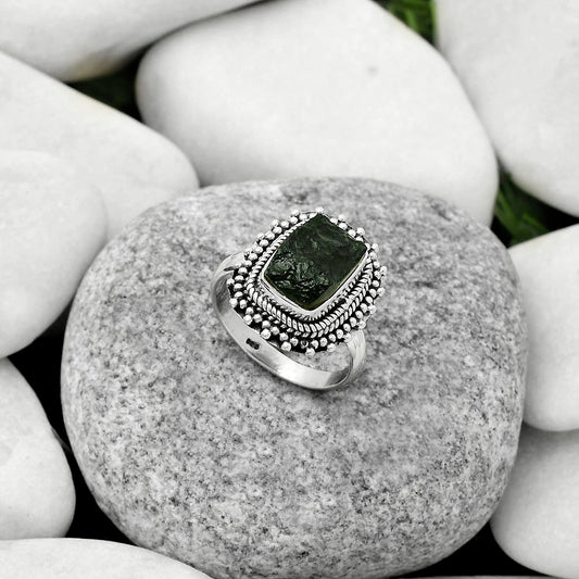 Natural Tektite Rough - Greek Ring size-7 R-1332 SDR171459