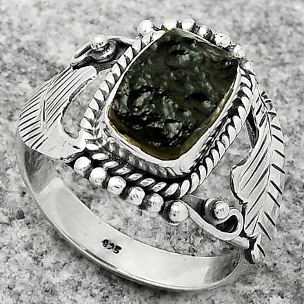 Natural Tektite Rough - Greek Ring size-7 R-1272 SDR171661