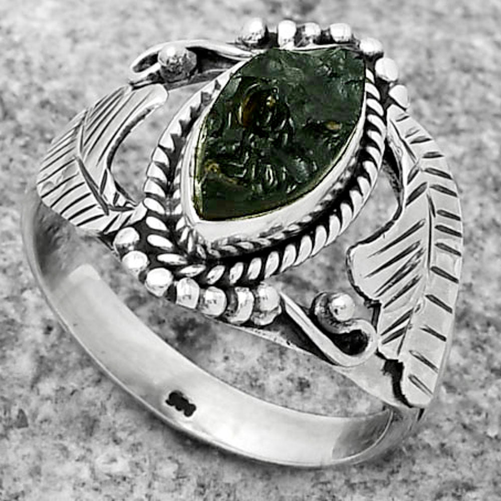 Natural Tektite Rough - Greek Ring size-8.5 R-1272 SDR171664