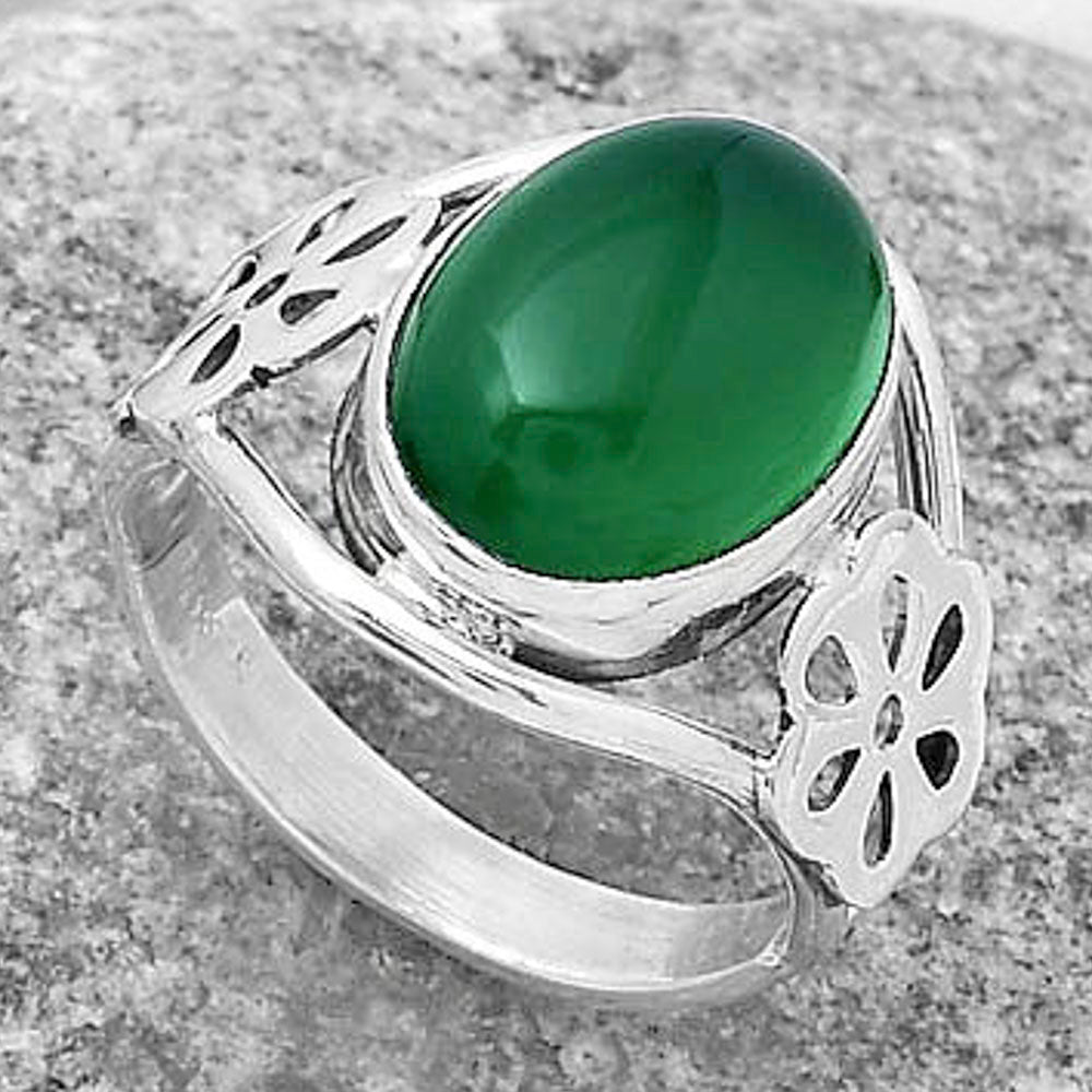 Natural Green Onyx Ring size-7.5 R-1497 SDR172131